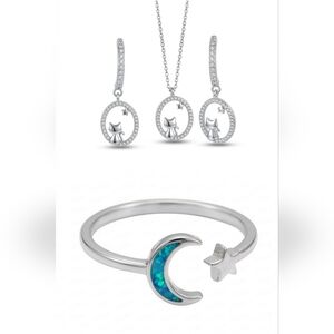 Stardust Collection: Celestial Crescent Moon & Star 3-Pc Sterling Silver 925 Set